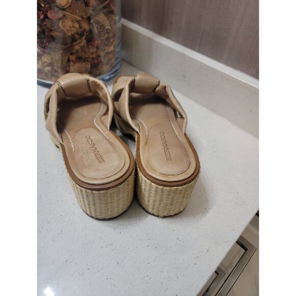 Bernardo Women’s Shoes Platform Sandals Brown Leather & Raffia - Jolie 8.5 M - Picture 3 of 8